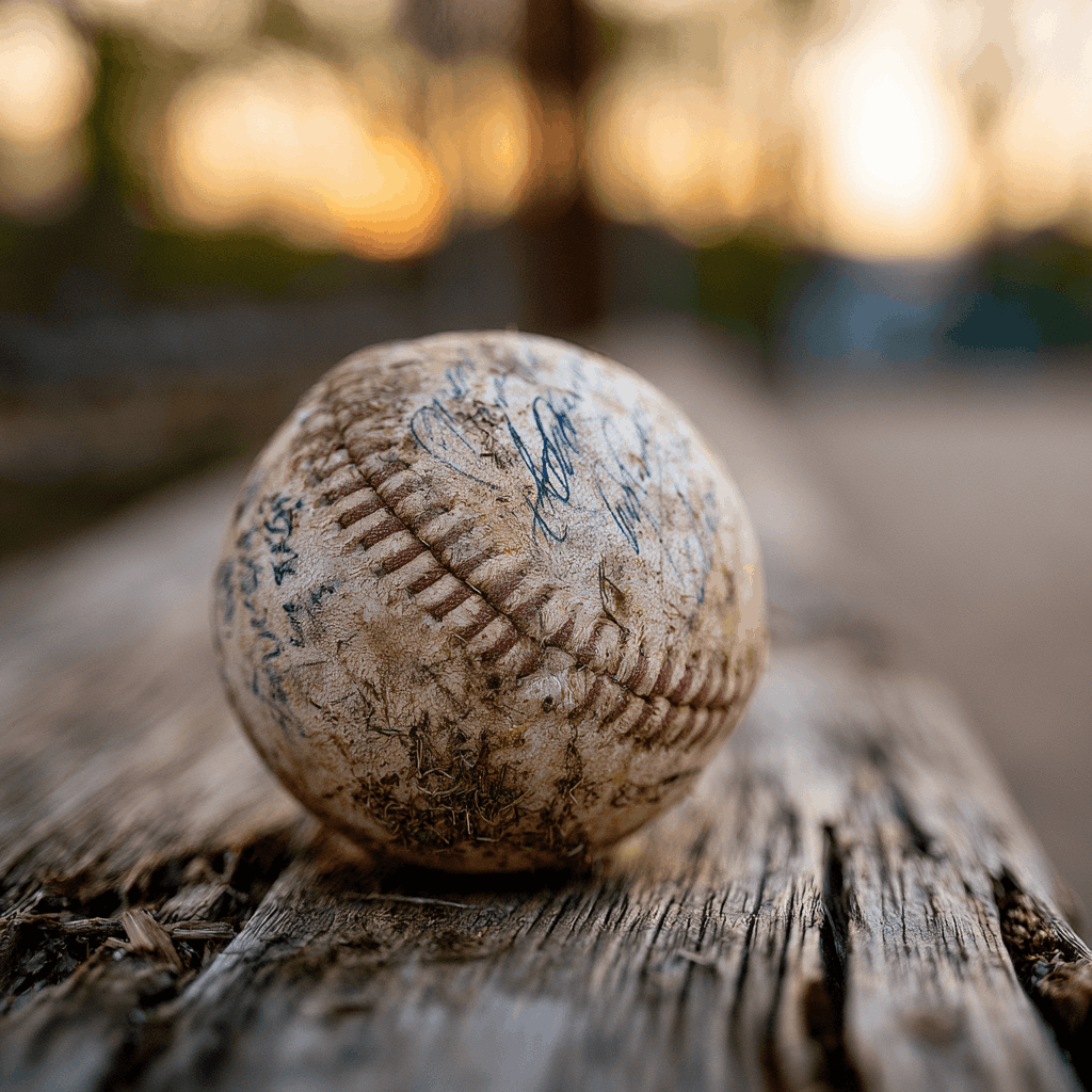 Close-up of a baseball coach's weathered hand demonstrating a four-seam grip on a leather baseball — the grip he taught his players