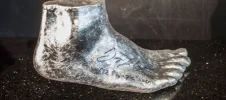 Brigetta Barrett Olympic Silver Medalist Foot Cast Sculpture Silver leaf foot cast sculpture of Olympic silver medalist high jumper Brigetta Barrett, made by Keepsakes of Triumph