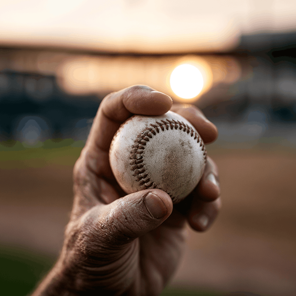 Weathered team-signed baseball resting on aged wood, signed in blue ballpoint pen by the players — the ball that mattered most that season